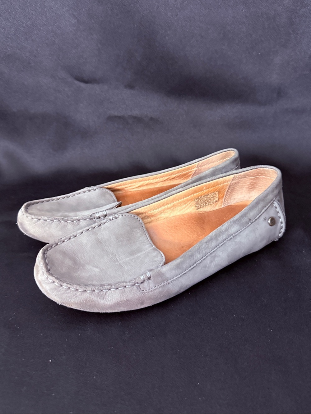 Women's UGG Milana Grey Taupe Suede Loafer Shoes - Size 7.5